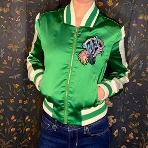 Green varsity jacket